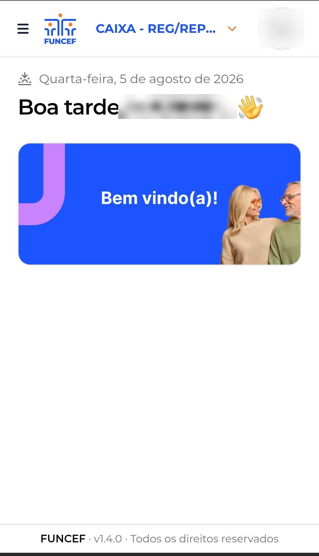 Tela inicial do Autoatendimento no celular