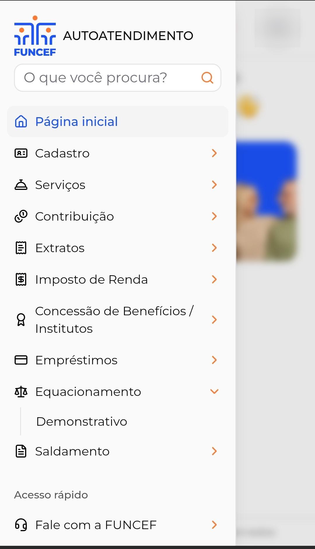 Item Demonstrativo aberto dentro de Equacionamento no celular