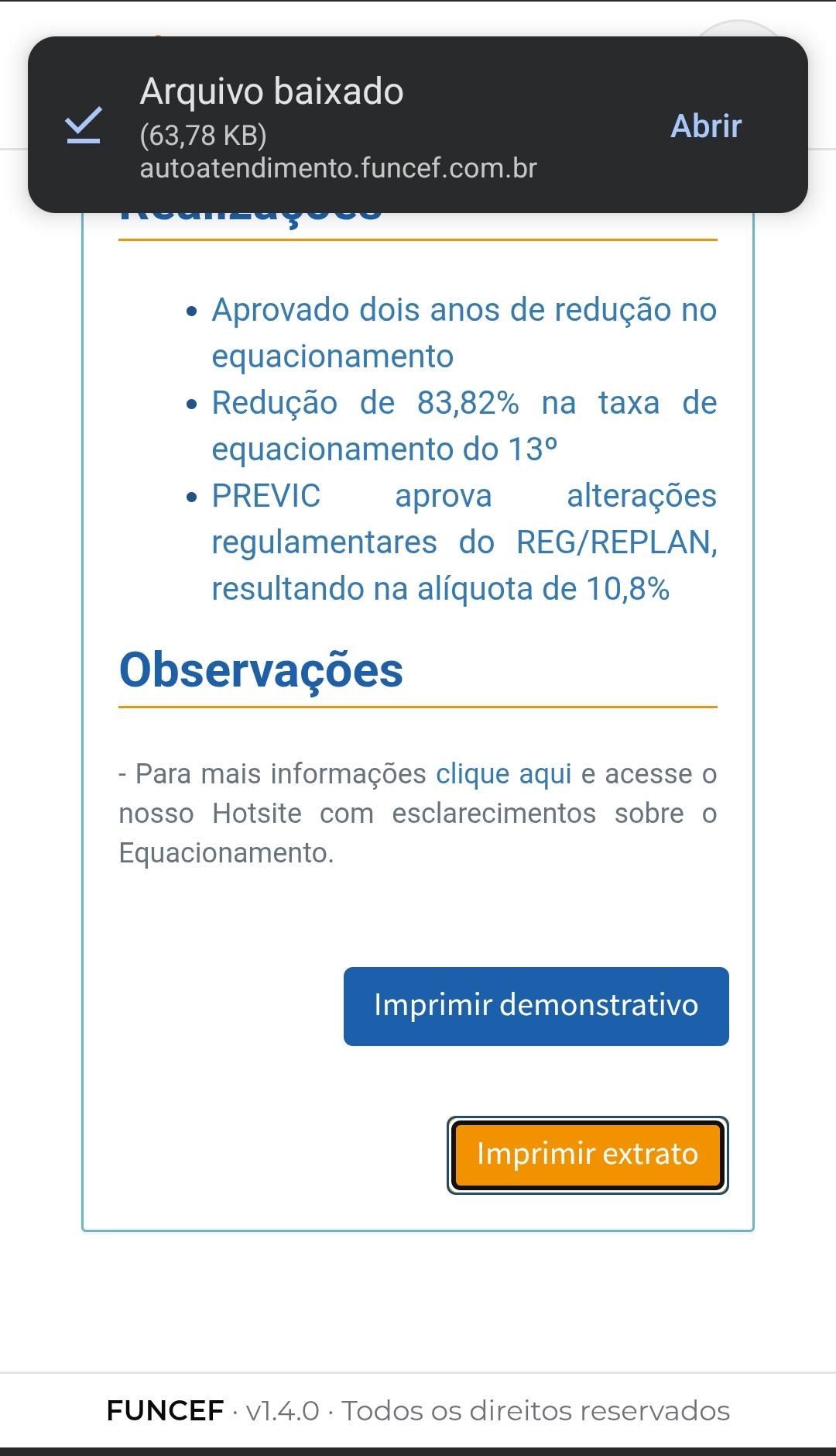 Aviso de arquivo baixado no celular